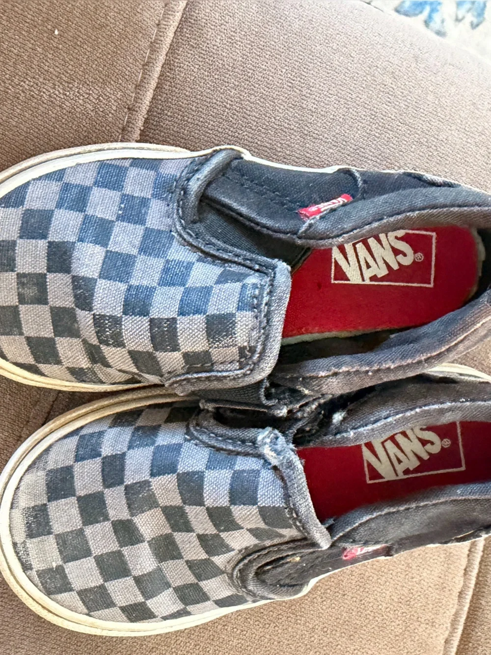 Vans Kids Slip-On Checkerboard Sneakers in Black and Gray